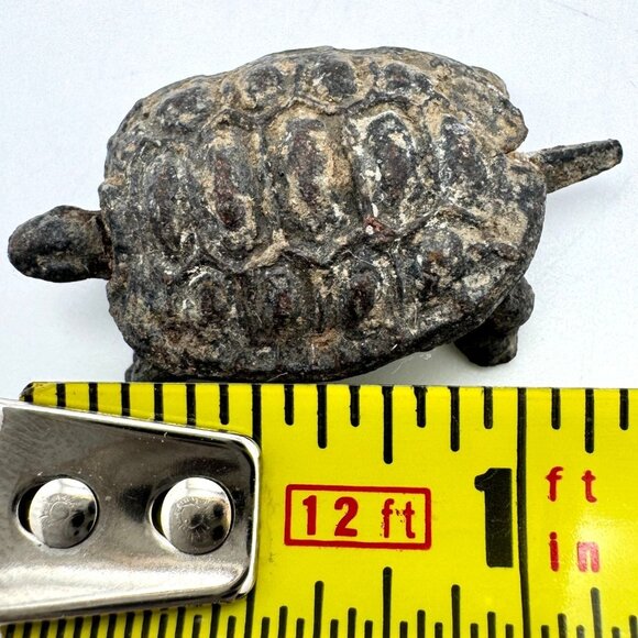 Wealth Turtle Mini Figurine Post-1940 Vintage Lead Tin - Picture 2 of 8